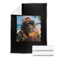 Funny Hawaiian Bigfoot Throw Blanket Tropical Beach Party Graphic
