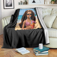 Funny Summer Doll Face Meme Throw Blanket Tropical Beach Party Graphic