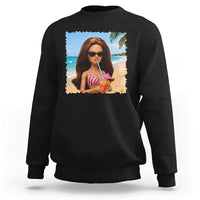 Funny Summer Doll Face Meme Sweatshirt Tropical Beach Party Graphic