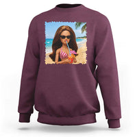 Funny Summer Doll Face Meme Sweatshirt Tropical Beach Party Graphic