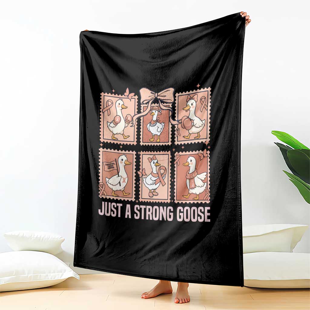 Funny Endometrial Cancer Warrior Goose Throw Blanket Just A Strong Goose