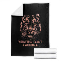 Endometrial Cancer Warrior Tiger Throw Blanket Strength Courage Hope