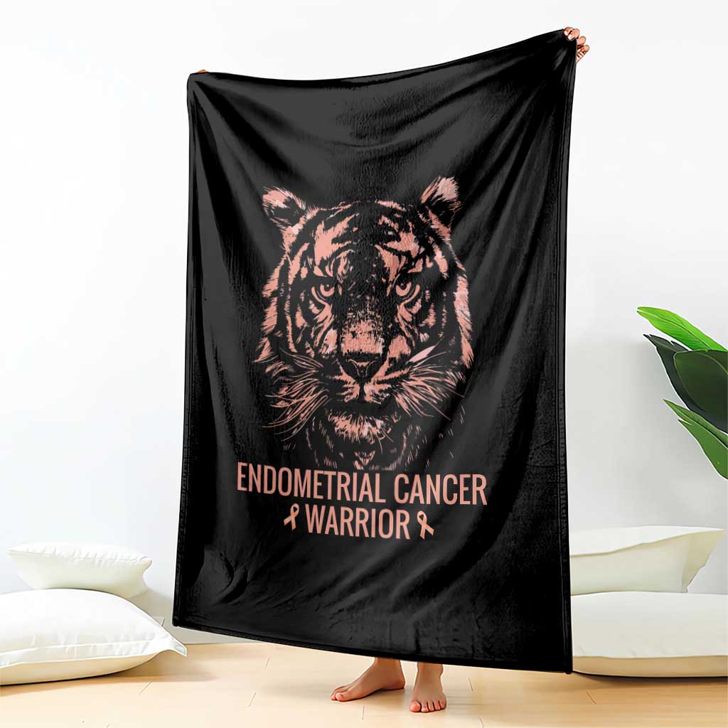 Endometrial Cancer Warrior Tiger Throw Blanket Strength Courage Hope