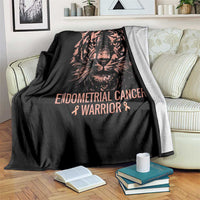 Endometrial Cancer Warrior Tiger Throw Blanket Strength Courage Hope
