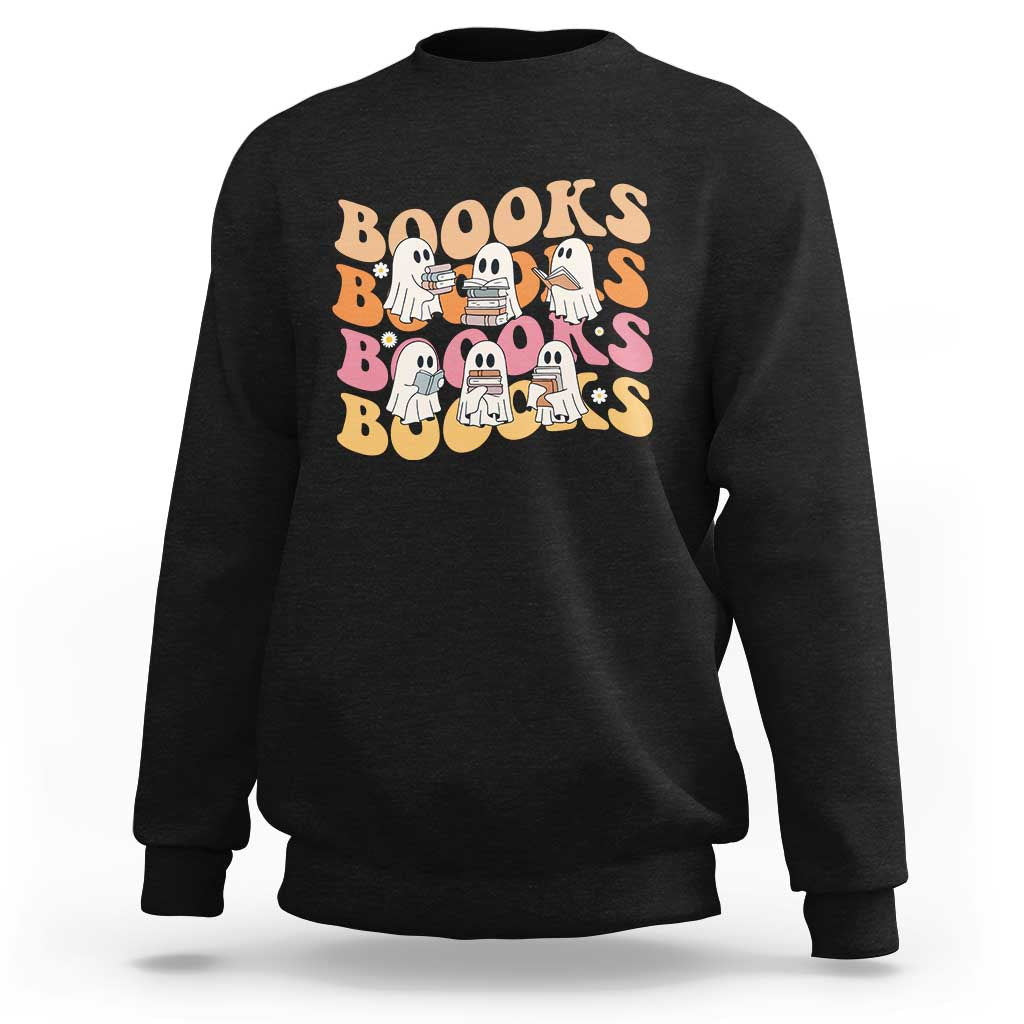 Bookish Ghost Halloween Sweatshirt Funny Book Lover And Spooky Squad - Wonder Print Shop