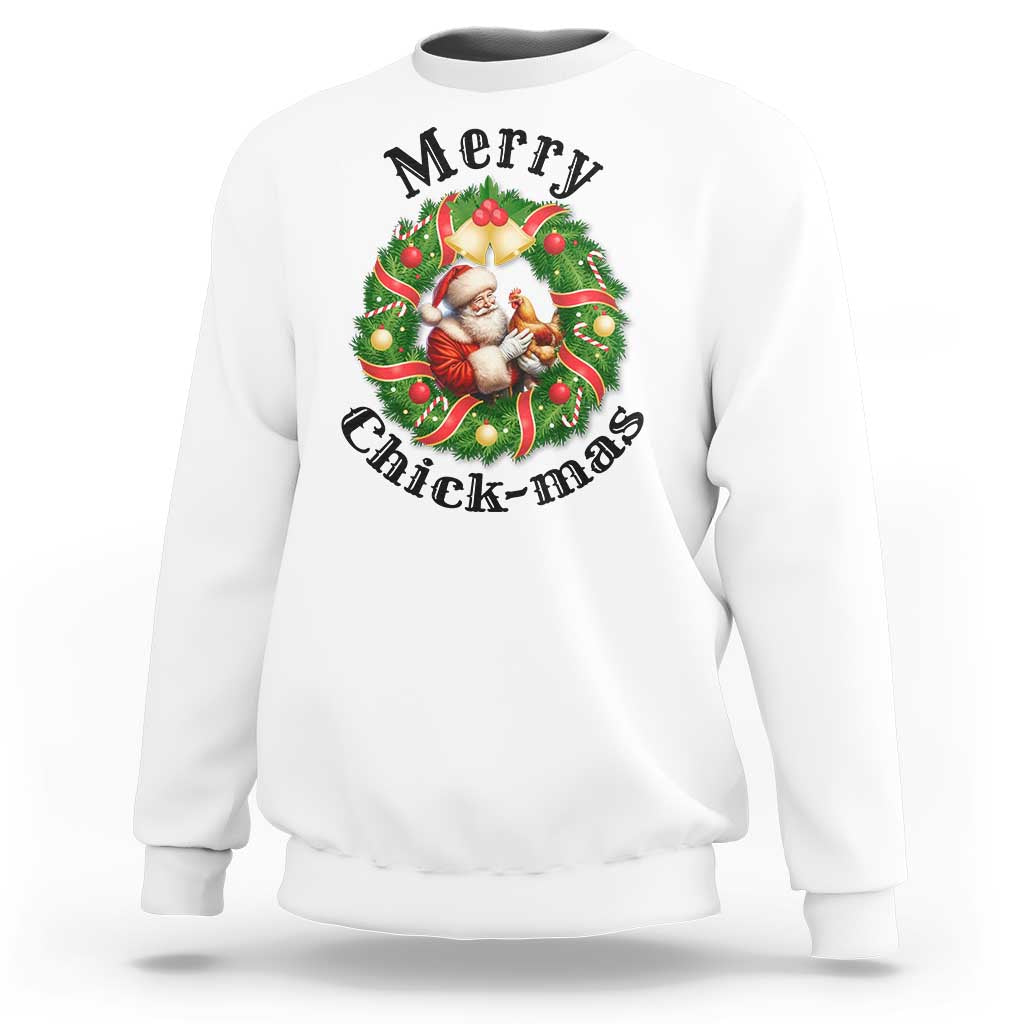 Funny Christmas Chicken Lovers Sweatshirt Merry Chickmas Santa Gift - Wonder Print Shop