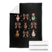 Cute Christmas Chicken With Xmas Coquette Bow Throw Blanket - Wonder Print Shop