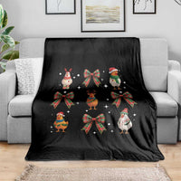 Cute Christmas Chicken With Xmas Coquette Bow Throw Blanket - Wonder Print Shop