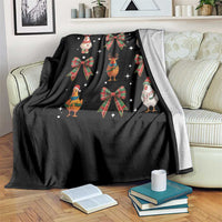 Cute Christmas Chicken With Xmas Coquette Bow Throw Blanket - Wonder Print Shop