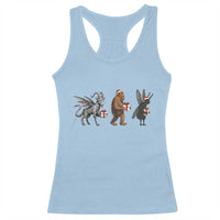 Christmas Cryptid Gift Racerback Tank Top Bigfoot Jersey Devil Mothman Santa - Wonder Print Shop