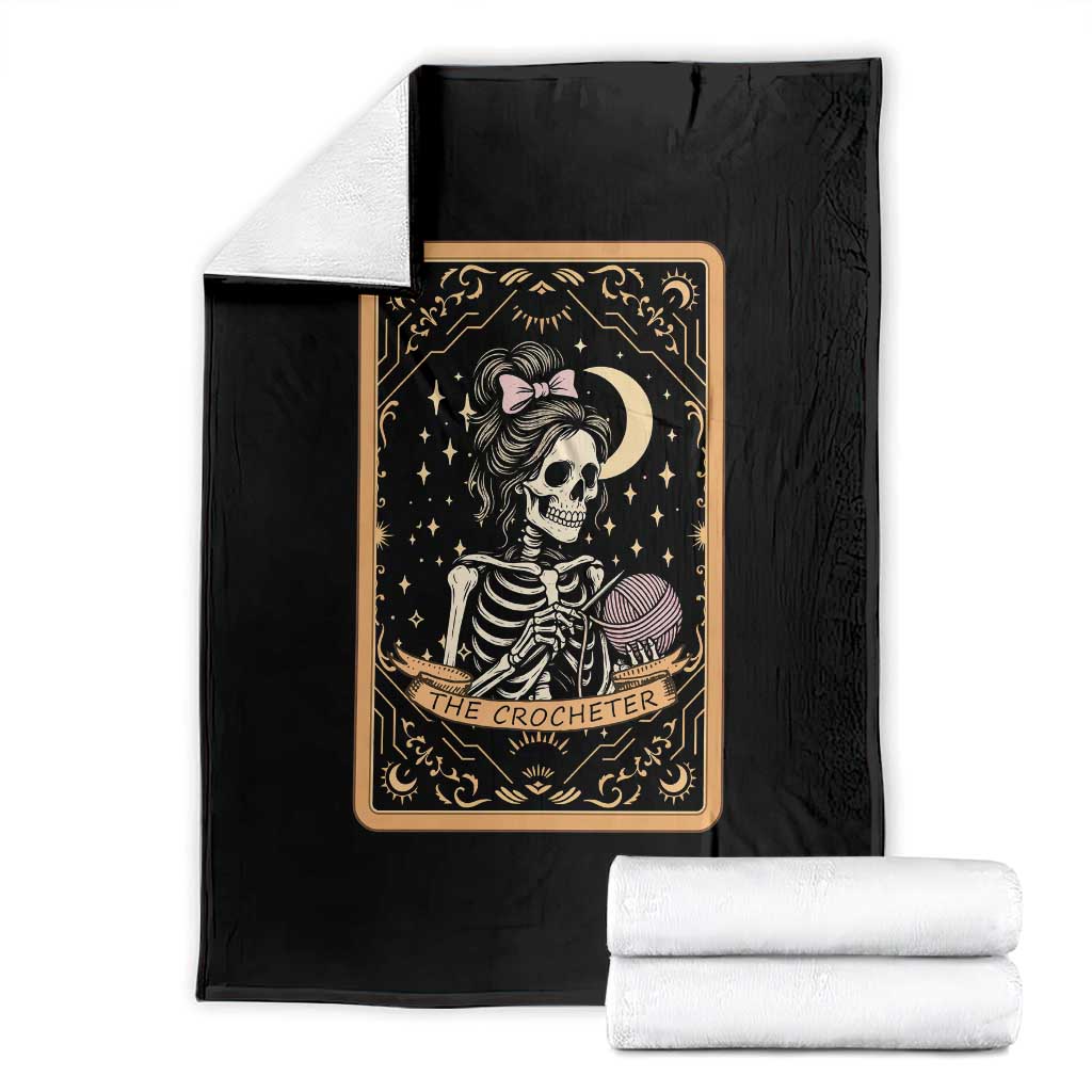 The Crocheter Skeleton Throw Blanket Crochet Lover Gift Tarot Card Graphic - Wonder Print Shop