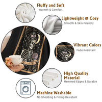 The Crocheter Skeleton Throw Blanket Crochet Lover Gift Tarot Card Graphic - Wonder Print Shop