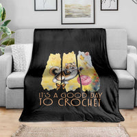 It’s A Good Day To Crochet Throw Blanket Cute Cat Chasing Yarn - Wonder Print Shop