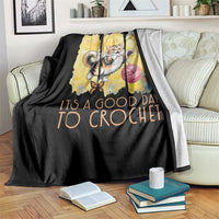 It’s A Good Day To Crochet Throw Blanket Cute Cat Chasing Yarn - Wonder Print Shop