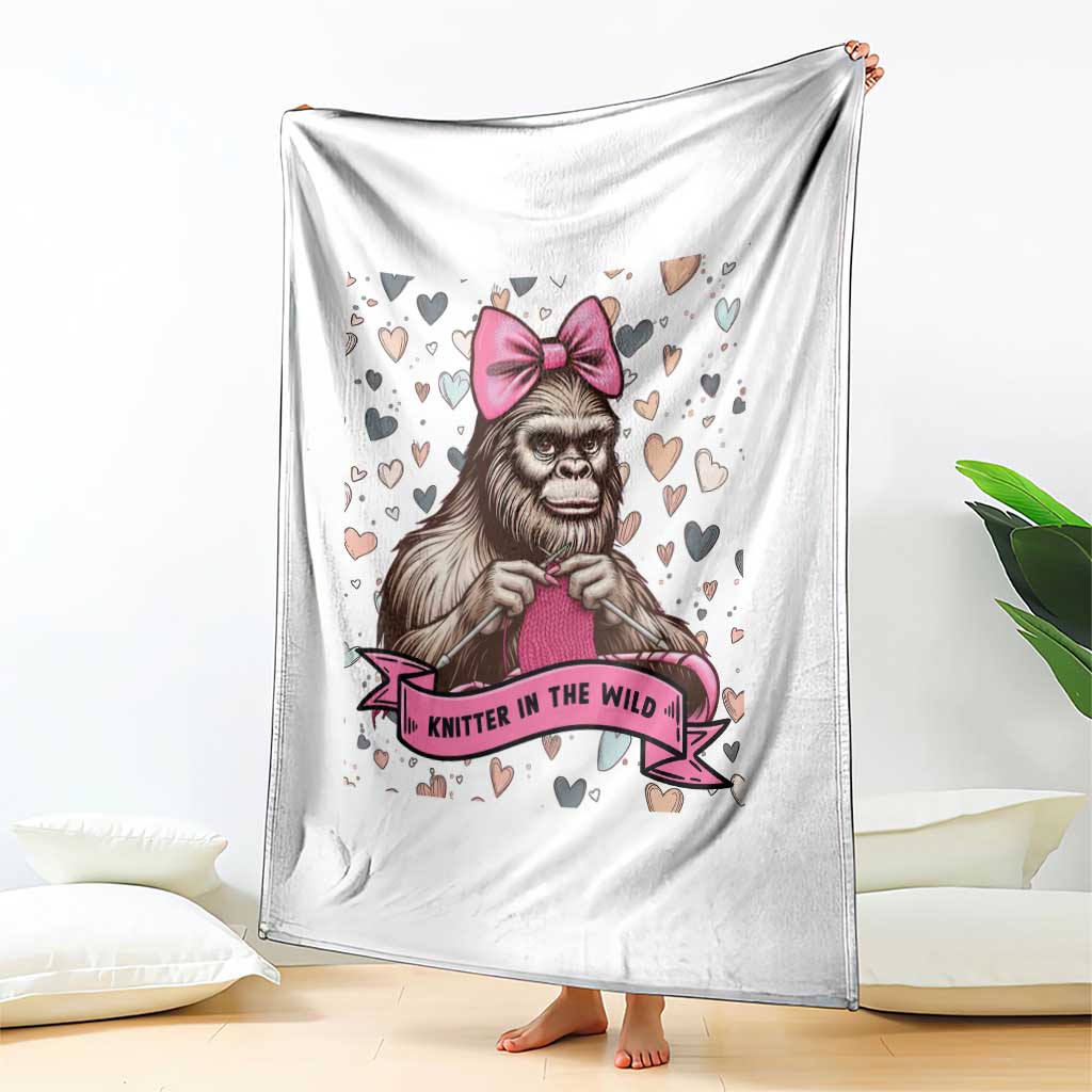 Funny Bigfoot Knitting Throw Blanket Knitter In The Wild - Wonder Print Shop