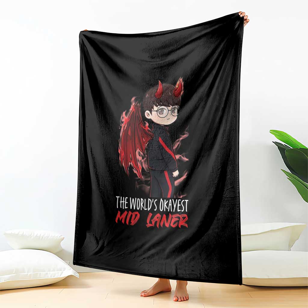 Worlds Okayest Mid Laner Throw Blanket Funny Gift For Gamer - Wonder Print Shop