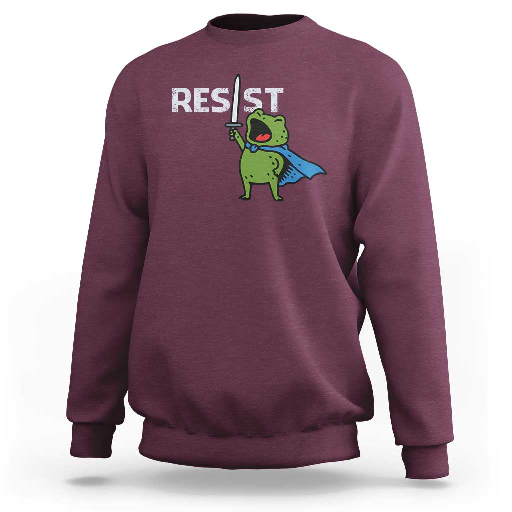Resist Frog Warrior Sweatshirt Funny Rebel Meme Gift - Wonder Print Shop