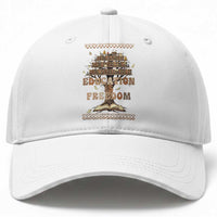Education Is Freedom Teacher Gift Baseball Cap Inspirational Africa Map Book Stack