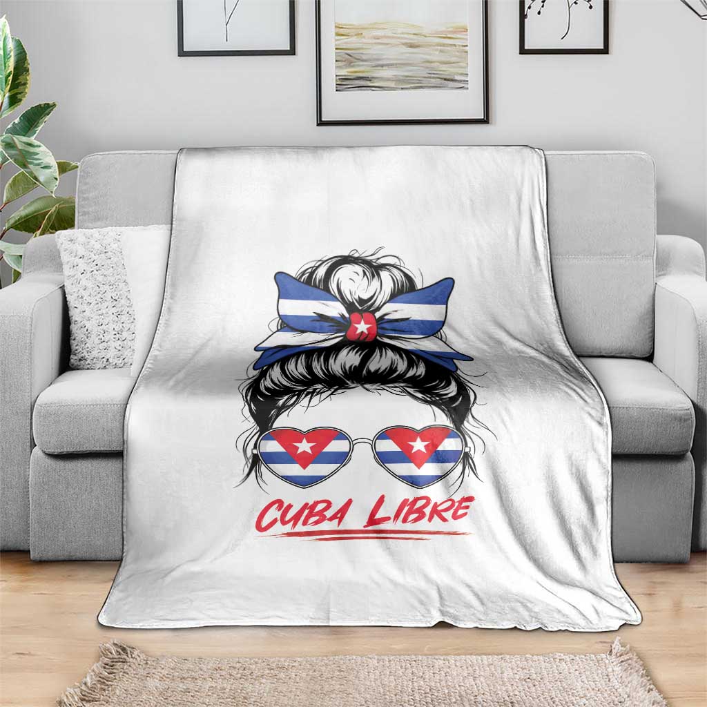 Cuba Libre Throw Blanket Messy Bun Cuban Woman Sunglasses