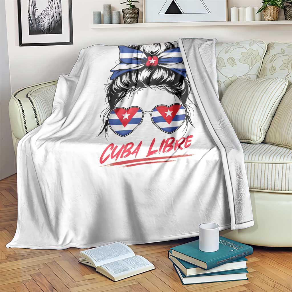 Cuba Libre Throw Blanket Messy Bun Cuban Woman Sunglasses