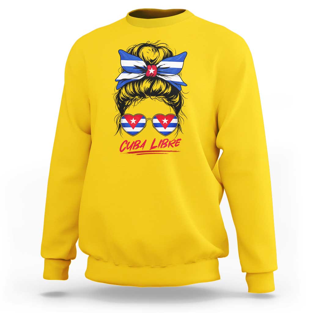 Cuba Libre Sweatshirt Messy Bun Cuban Woman Sunglasses
