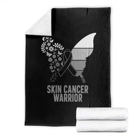 Floral Butterfly Melanoma Awarenes Throw Blanket Black Ribbon Warrior Support Gift