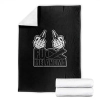 Fuck Melanoma Throw Blanket Skeleton Hand Black Ribbon Awareness