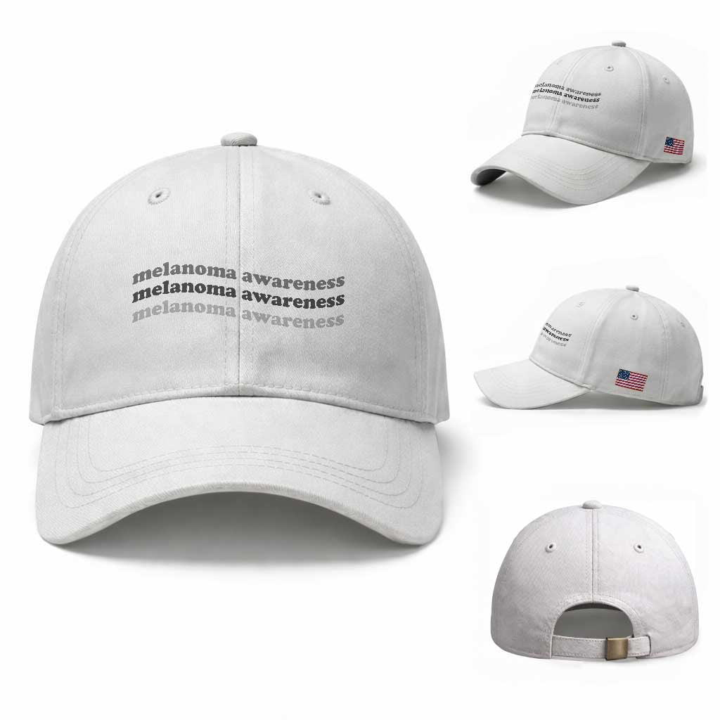 Melanoma Groovy Wavy Typography Baseball Cap Skin Cancer Warrior Gift