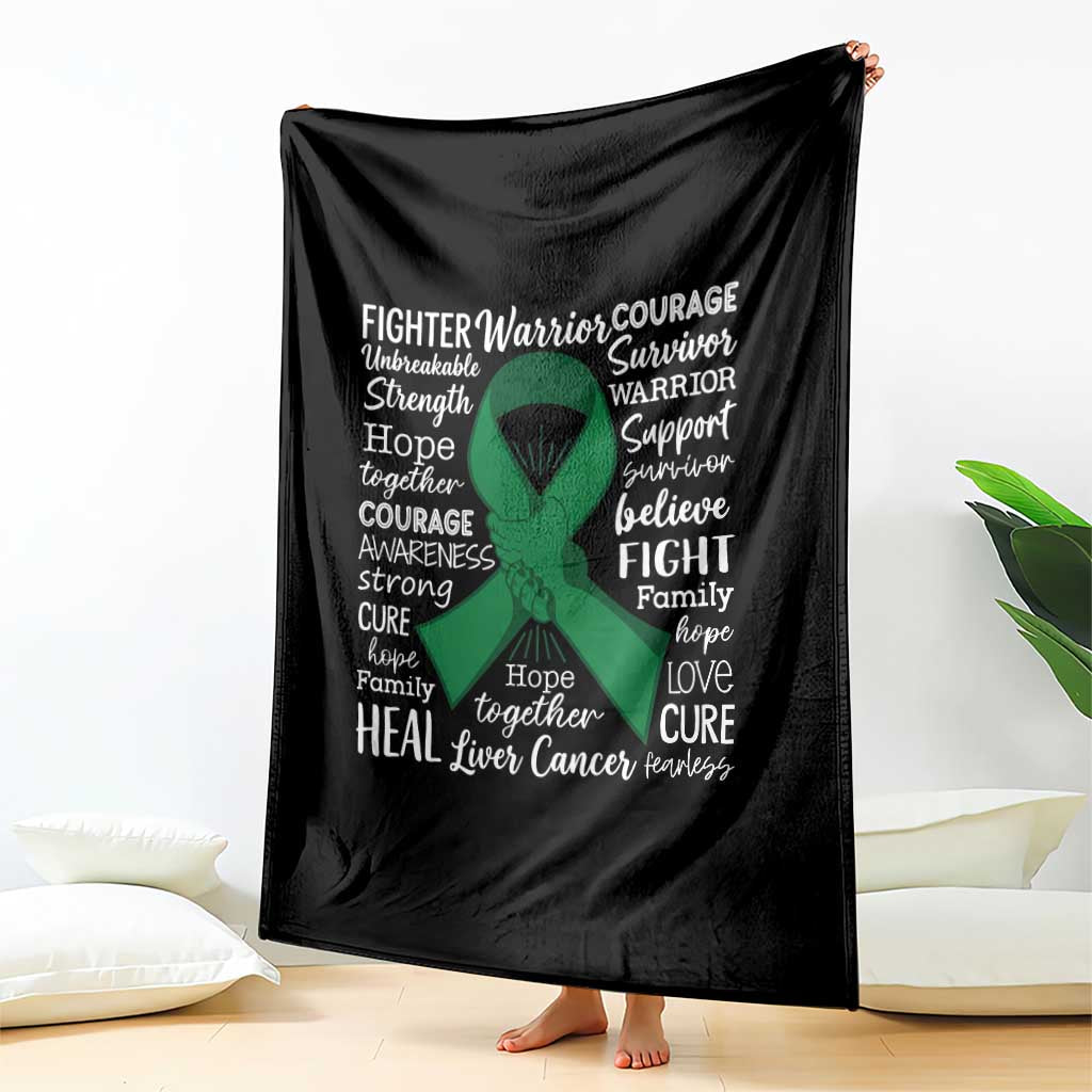 Liver Cancer Support Gift Throw Blanket Fearless Unbreakable Warrior Hope