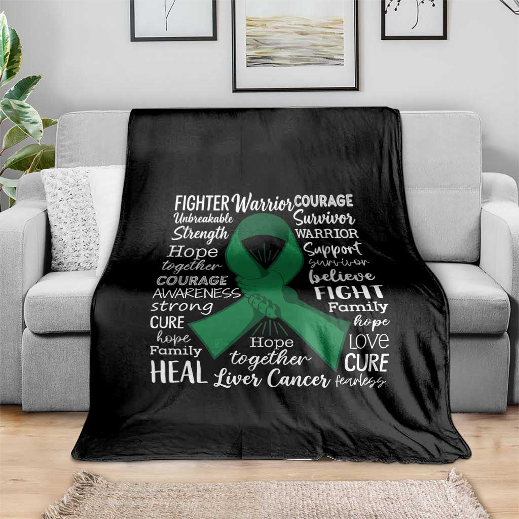 Liver Cancer Support Gift Throw Blanket Fearless Unbreakable Warrior Hope