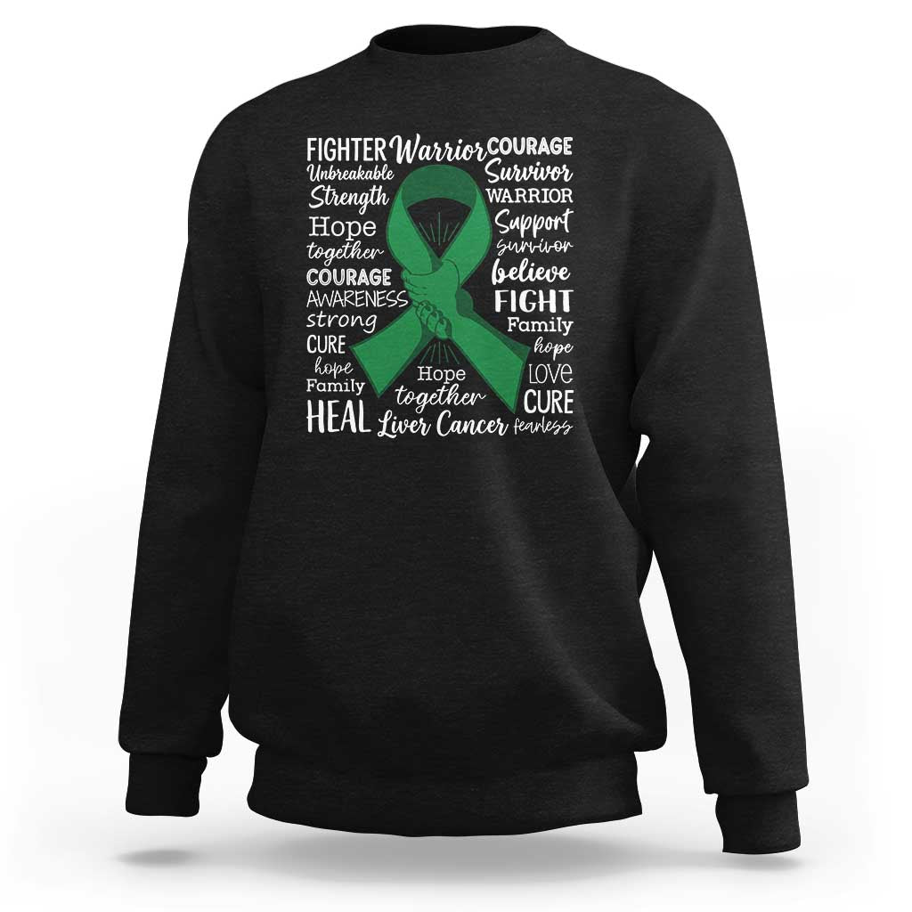 Liver Cancer Support Gift Sweatshirt Fearless Unbreakable Warrior Hope