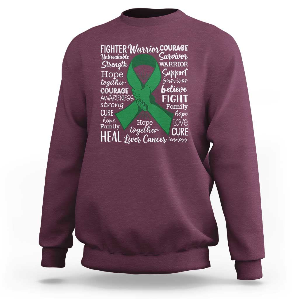 Liver Cancer Support Gift Sweatshirt Fearless Unbreakable Warrior Hope