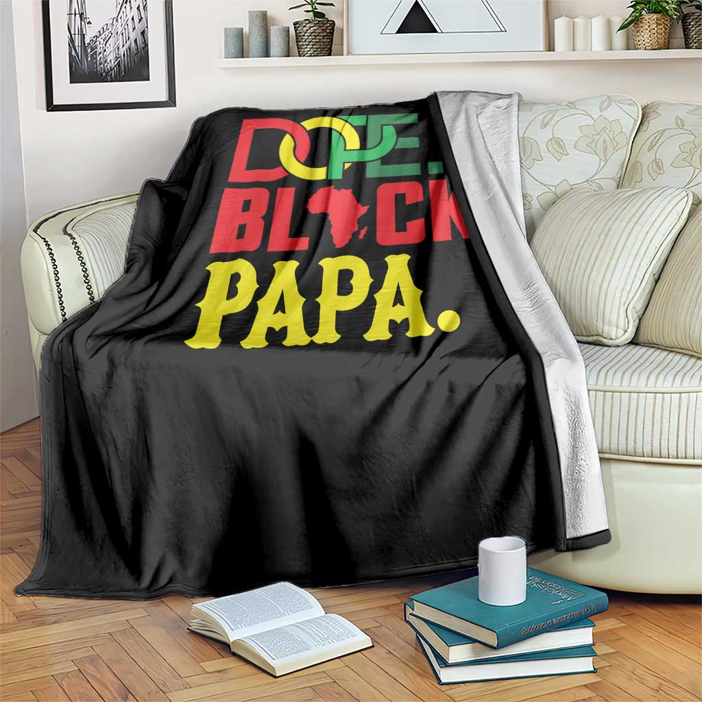 Dope Black Papa Throw Blanket Melanin King Fathers Day Gift