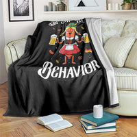 Funny Oktoberfest Sausage Dirndl German Beer Throw Blanket On My Wurst Behavior
