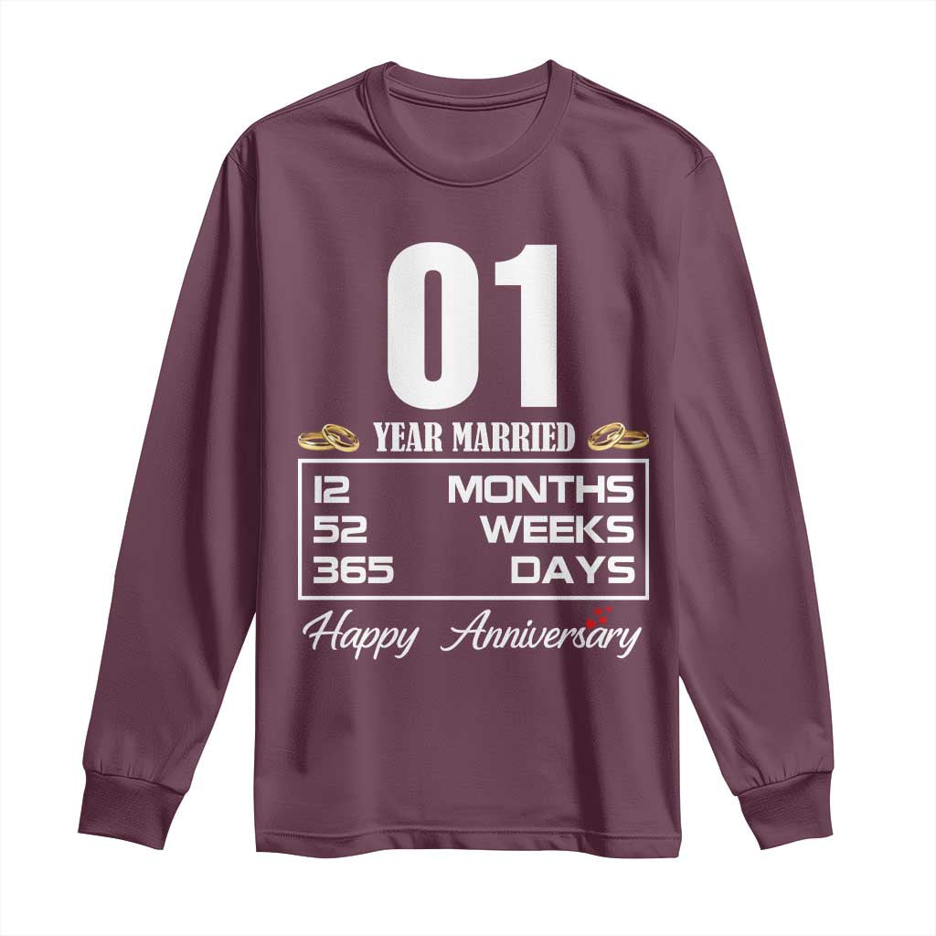 Vintage 1st Wedding Anniversary Long Sleeve Shirt One Year Married Gift