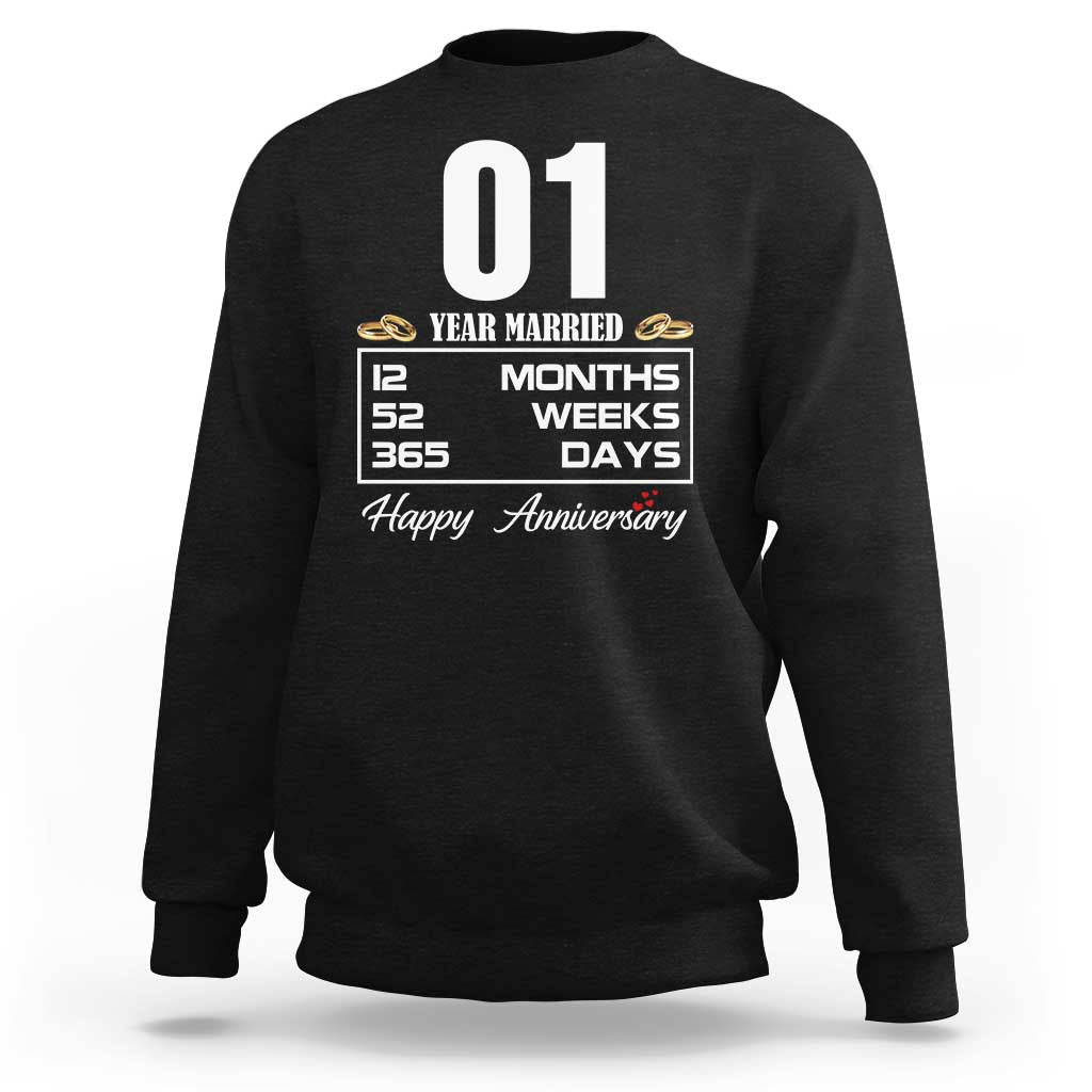 Vintage 1st Wedding Anniversary Sweatshirt One Year Married Gift