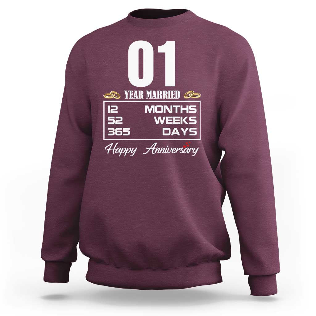 Vintage 1st Wedding Anniversary Sweatshirt One Year Married Gift