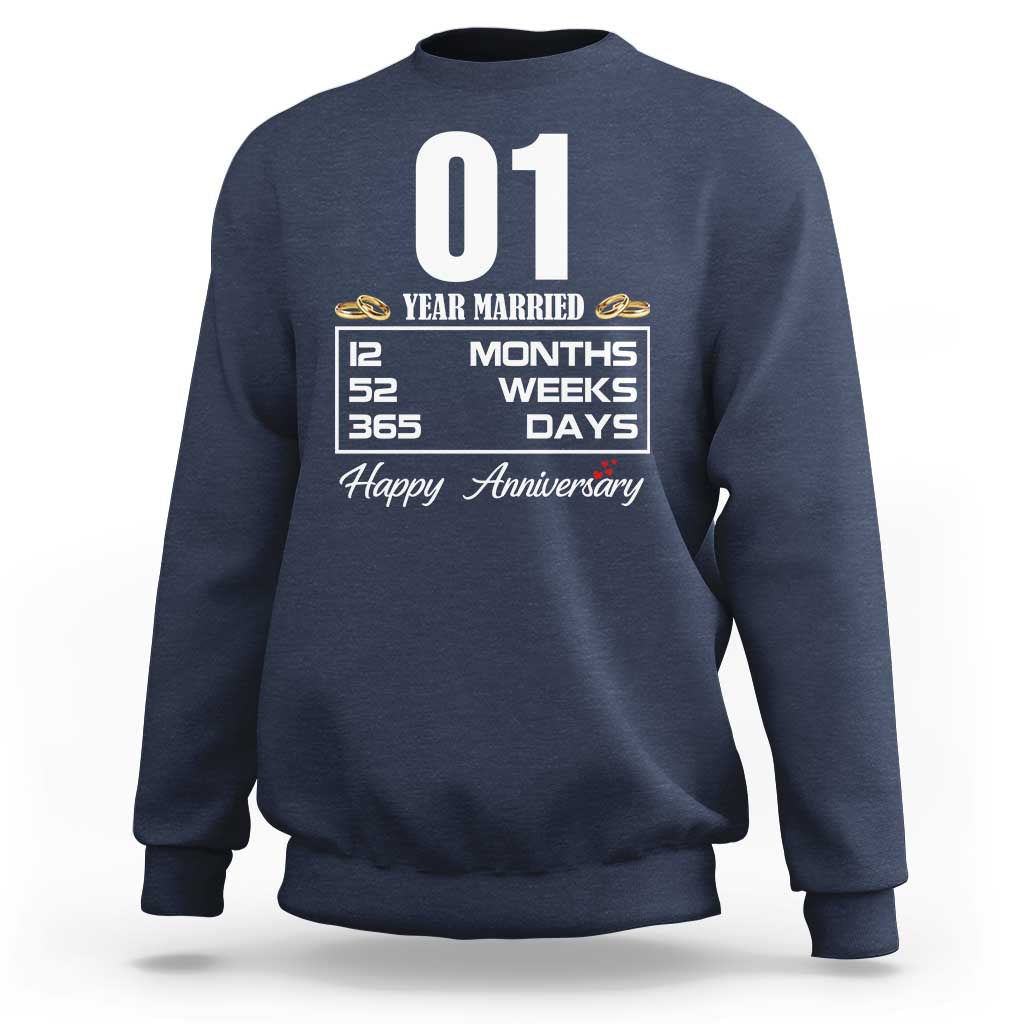 Vintage 1st Wedding Anniversary Sweatshirt One Year Married Gift