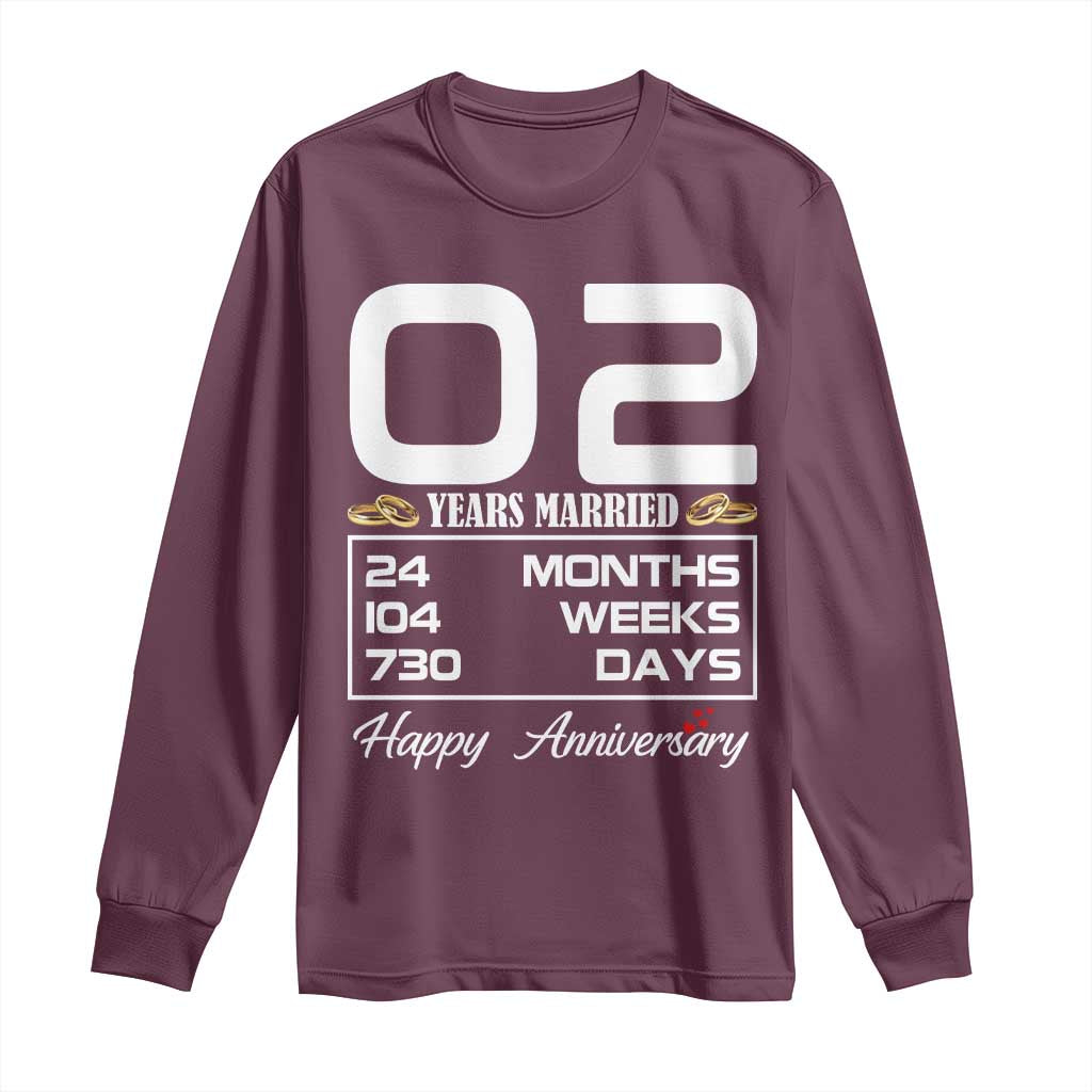 Vintage 2nd Wedding Anniversary Long Sleeve Shirt Two Years Married Gift