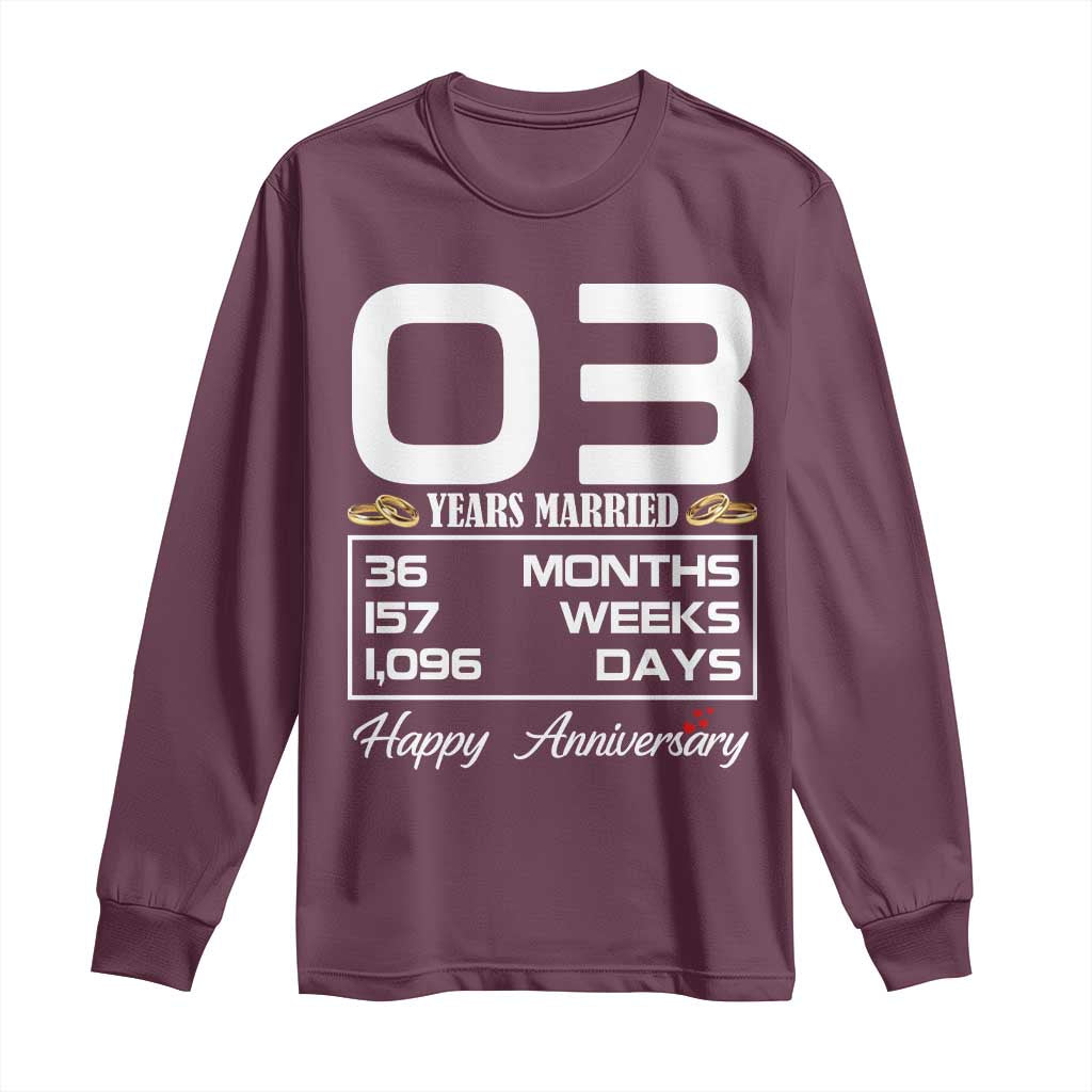 Vintage 3rd Wedding Anniversary Long Sleeve Shirt Three Years Married Gift