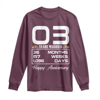Vintage 3rd Wedding Anniversary Long Sleeve Shirt Three Years Married Gift