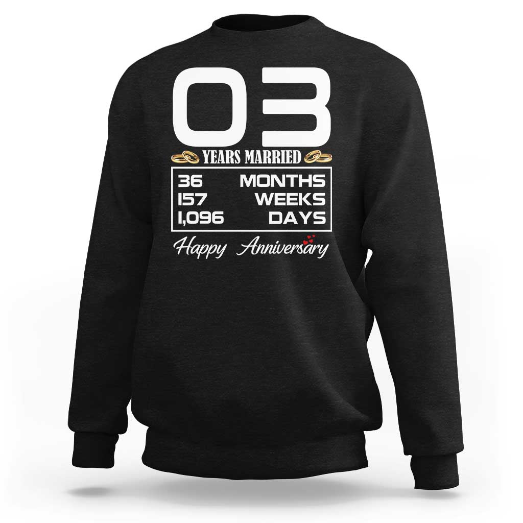 Vintage 3rd Wedding Anniversary Sweatshirt Three Years Married Gift