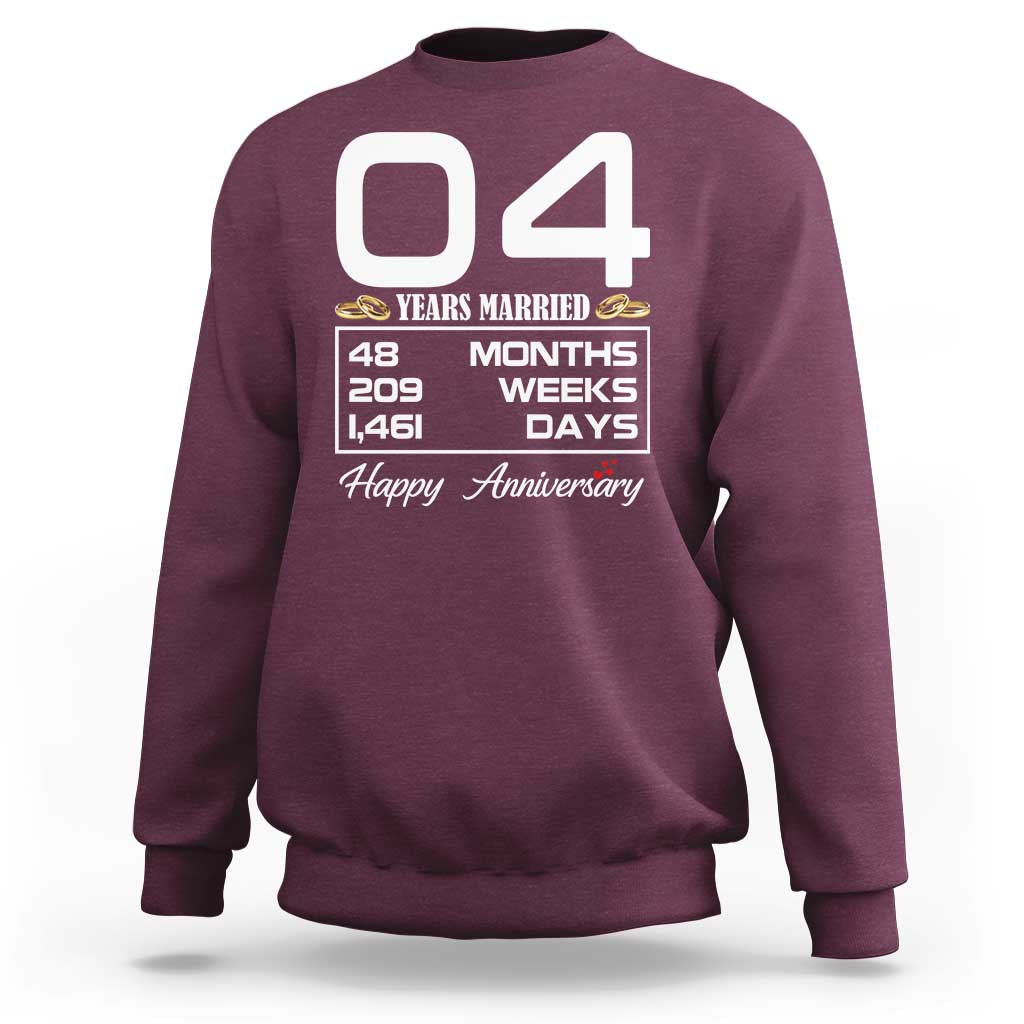 Vintage 4th Wedding Anniversary Sweatshirt Four Years Married Gift