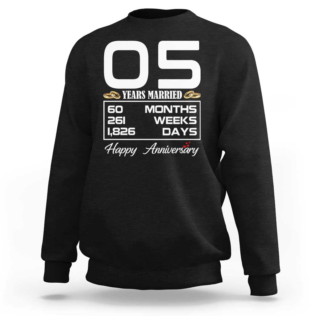 Vintage 5th Wedding Anniversary Sweatshirt Five Years Married Gift