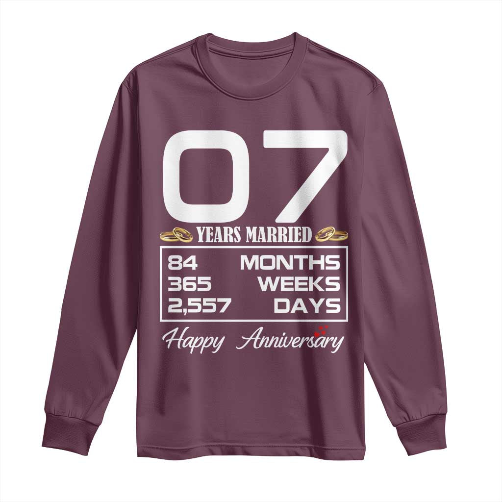Vintage 7th Wedding Anniversary Long Sleeve Shirt Seven Years Married Gift