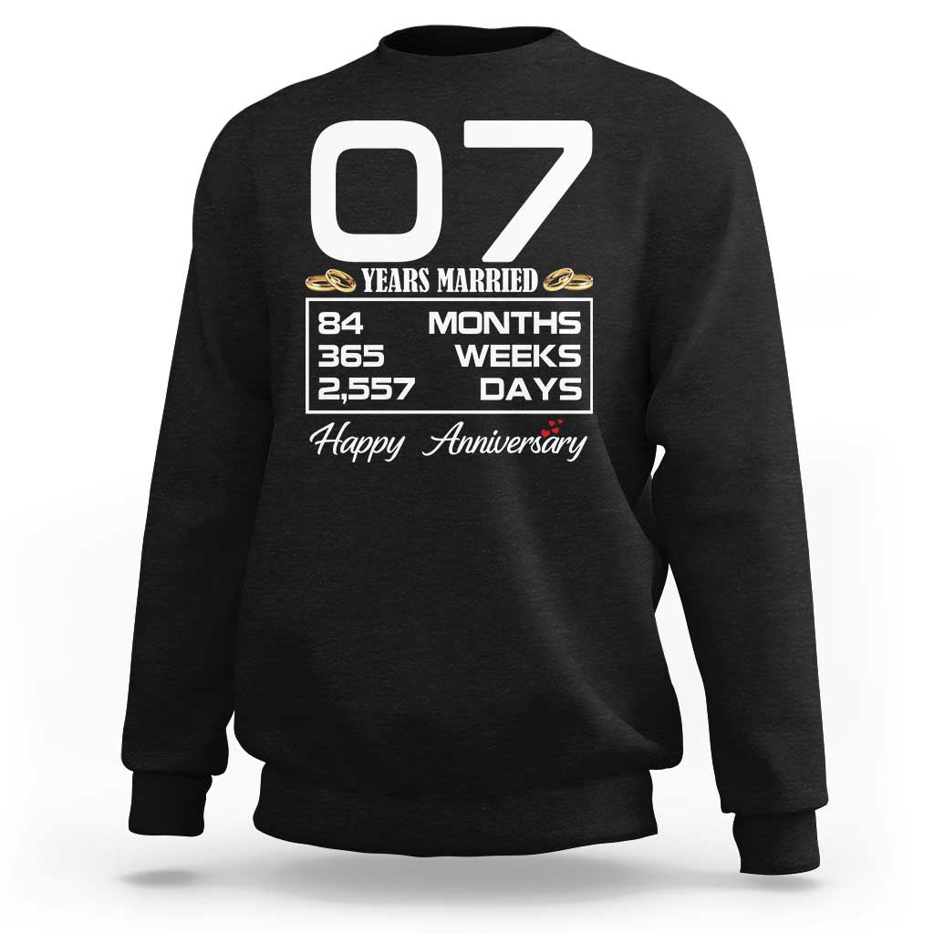 Vintage 7th Wedding Anniversary Sweatshirt Seven Years Married Gift