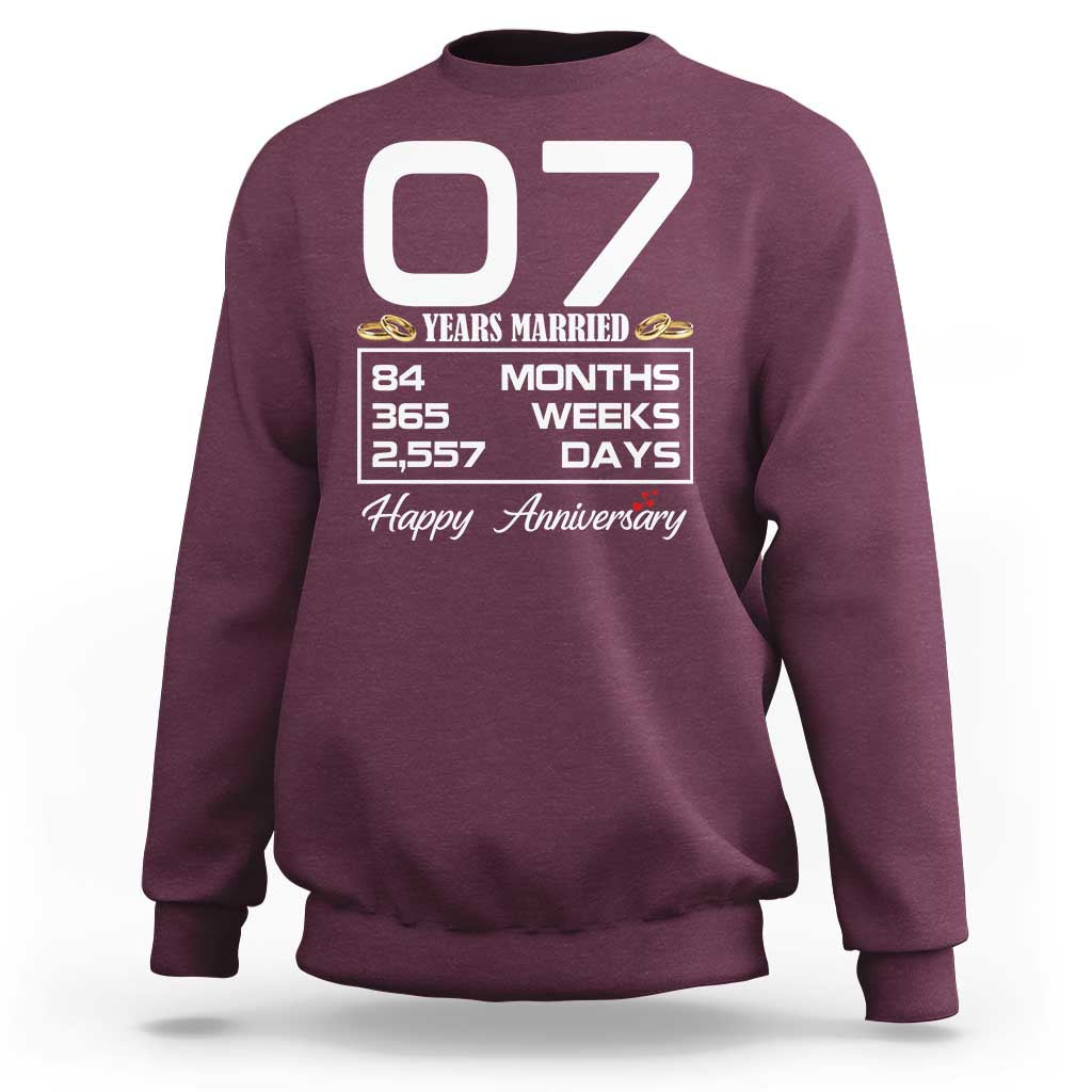 Vintage 7th Wedding Anniversary Sweatshirt Seven Years Married Gift