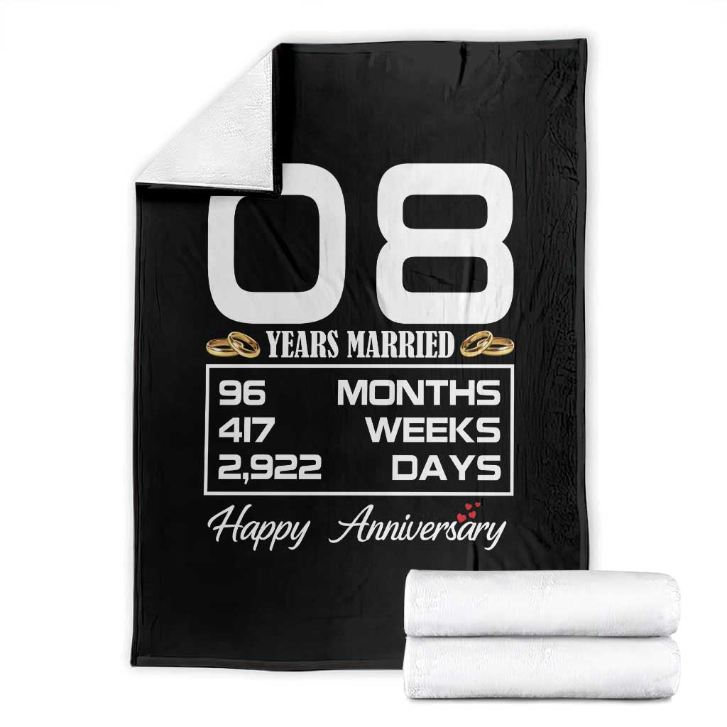 Vintage 8th Wedding Anniversary Throw Blanket Eight Years Married Gift