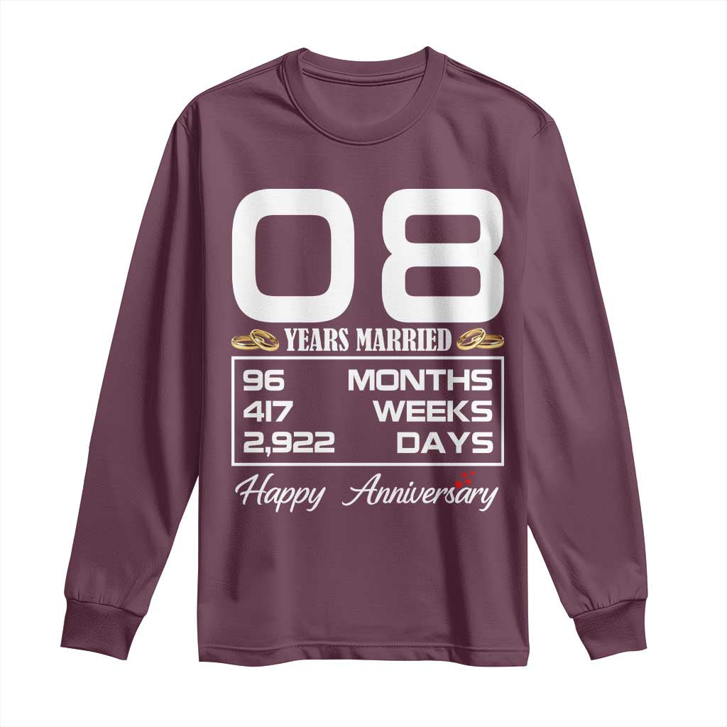 Vintage 8th Wedding Anniversary Long Sleeve Shirt Eight Years Married Gift