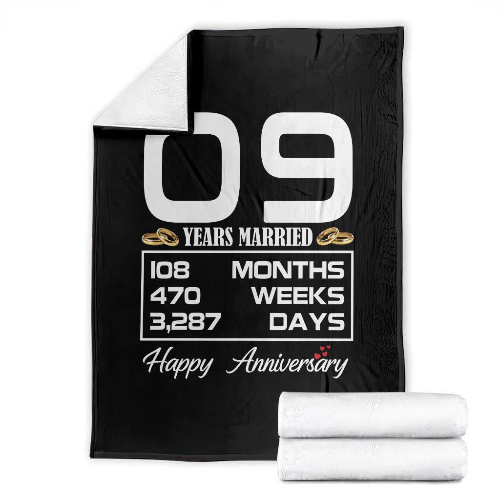 Vintage 9th Wedding Anniversary Throw Blanket Nine Years Married Gift